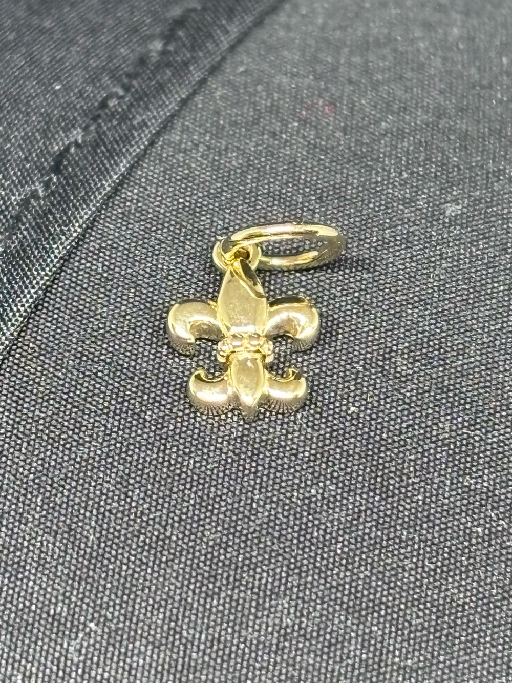 14K Yellow Gold Fleur-de-Lis Charm Pendant 0.465g Petite New
